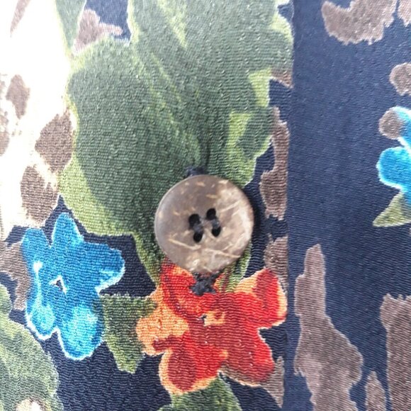 Carole Little Floral Animal Print Banded Collar 3/4 Sleeve Button Top 12 Artsy - Picture 4 of 9